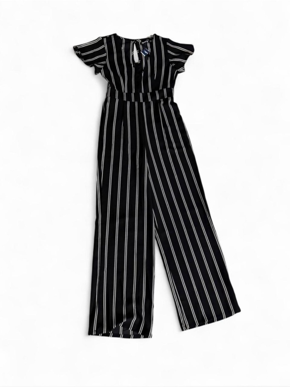 Crystal Sky Black & White Striped Wide Leg Jumpsuit with Keyhole Size 3 NWT - Picture 2 of 6